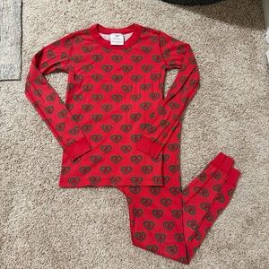 Hanna Andersson Holiday Red Green Hearts Long Sleeve Pajama Set Size 8